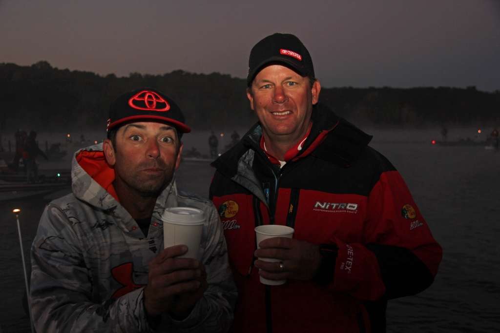 Iaconelli and VanDam were on the dock with a cup of coffee, along with a truckload of humor to share with the angler guests. 