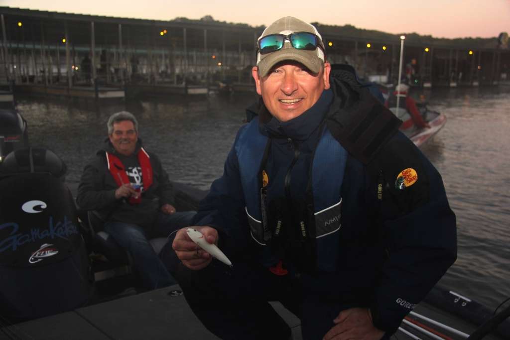 Kevin Willoughby and James Adams joked about getting their topwater untangled in preparation for the day ahead. 