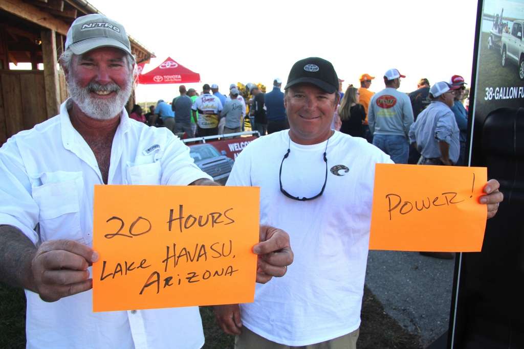 Ron Ratlief and Roy Hawk. They drove 20 hours from Lake Havasu, Ariz., with plenty of towing power. 