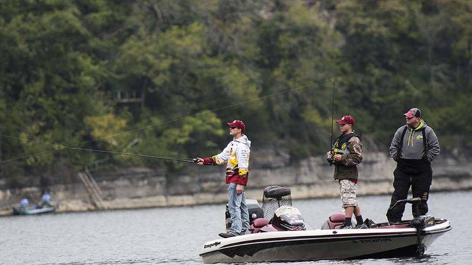Teams wound down the final minutes fishing near the Chimney Rock Marina.