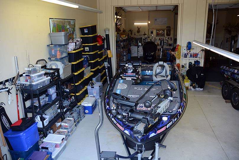 Behold the main entrance to the cave. Itâs a typical setup with a boat surrounded by stacks of storage boxes filled with tackle and gear. Jocumsen shares the parking bays with close friend Gene Eisenmann, creator and founder of HydroWave. 