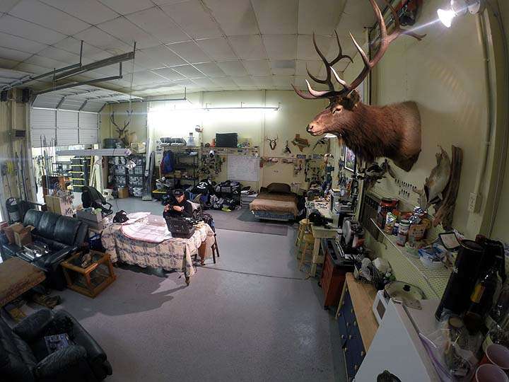 This photo was taken last year on a visit to the man cave. Much has changed since then. Look in the right corner of the photo and you see a neatly made bed. 