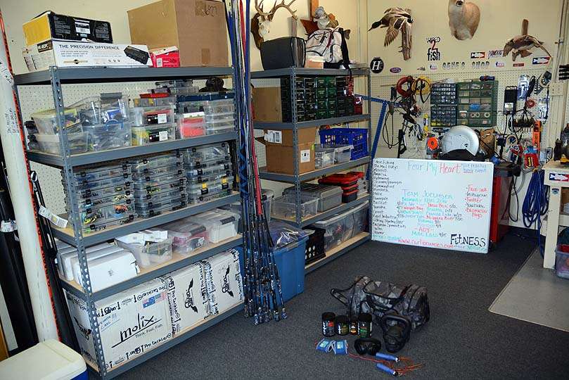 Back to the present. The bed is gone. Lots of work happens in this corner of the cave. Tackle is organized, thoughts are collected and the mind gets an attitude adjustment with the board propped up in the corner. 