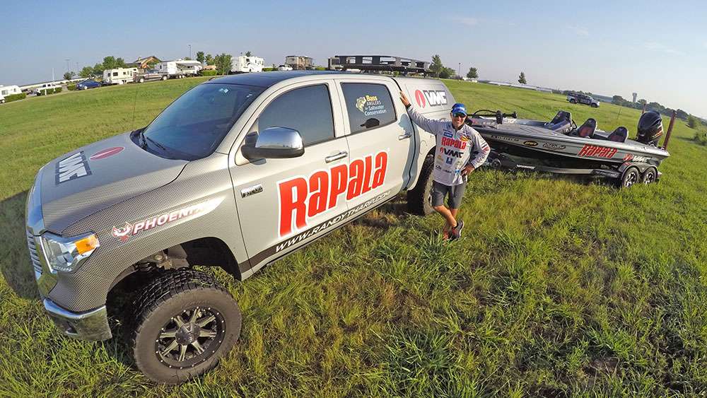 Tharp's Rapala-wrapped Toyota Tundra does the hauling over the road, while his Phoenix hauls in limits of bass while on the water.
