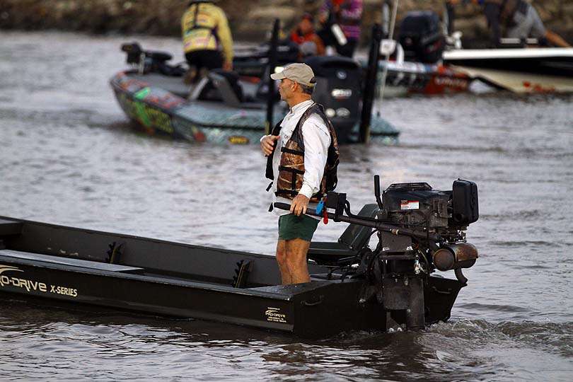 This angler has a distinct advantage over everyone else. The Go-Devil powered aluminum skiff will run in just inches of water. 