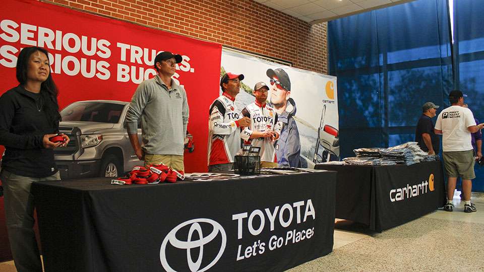 The Toyota and Carhartt booths were ready for the rush of anglers.