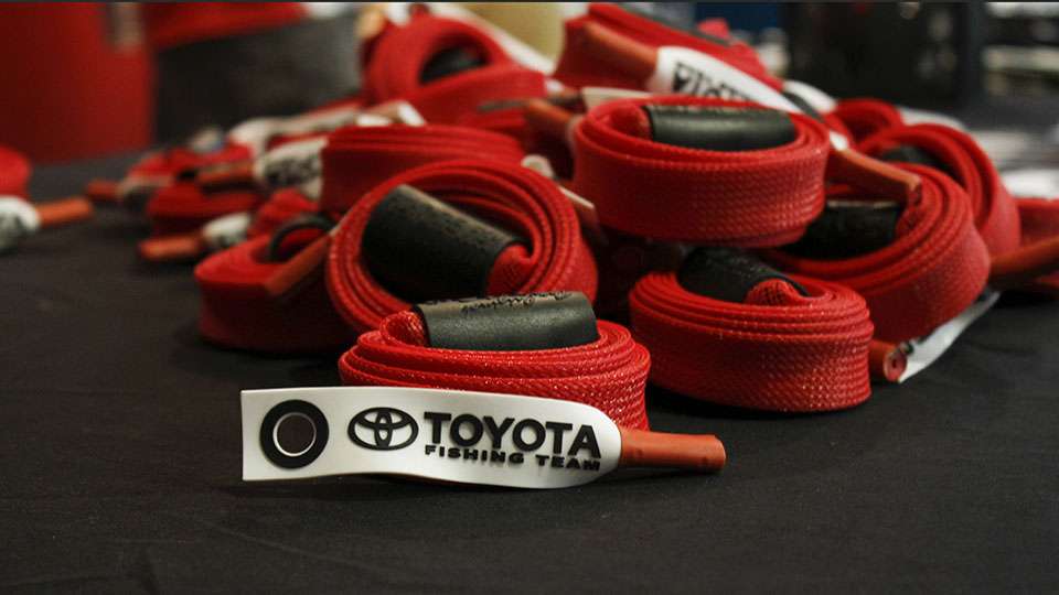 Toyota had some rod gloves waiting for anglers...