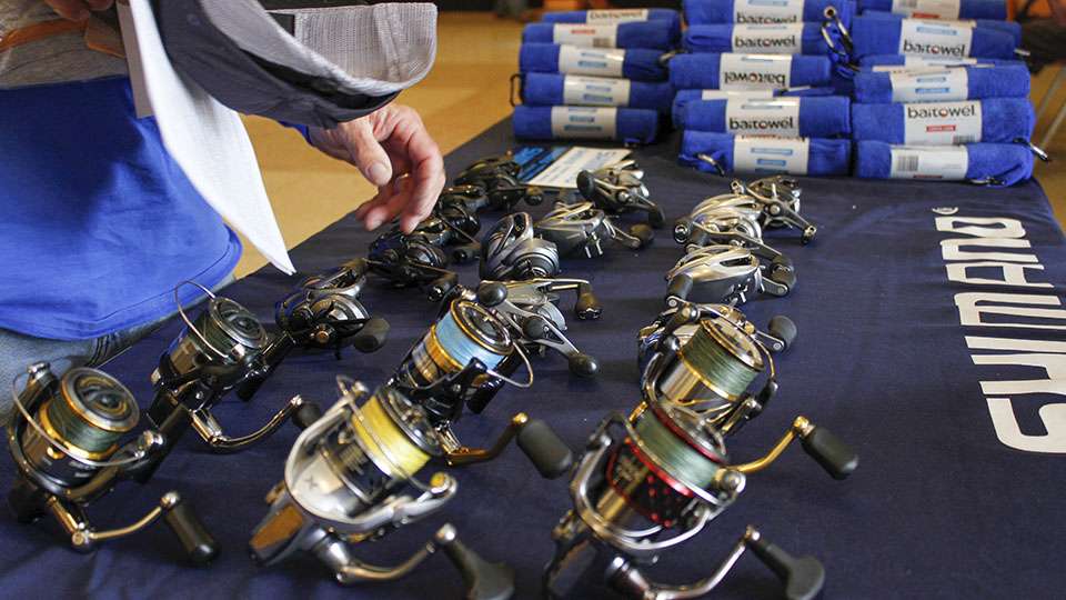 Anglers couldn't buy them at the moment, but their lightweight reels were on display to check out and hold.