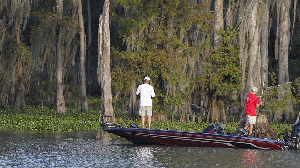 The first Opens pro I found was Luke Estel who was fishing shallow cover.
