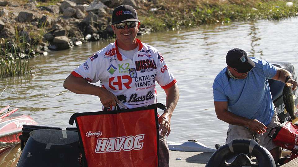 Gerald Spohrer is all smiles as he caught over 15 pounds and jumped up the standings and got a check.