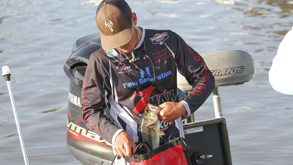 Meanwhile Tyler Rivet bags up his catch. He barely missed out on a check on his home waters.