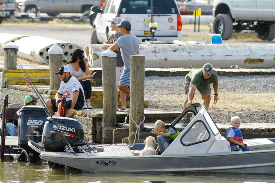 Families and friends waited on the dock for their favorite angler to return to the weigh-in. 