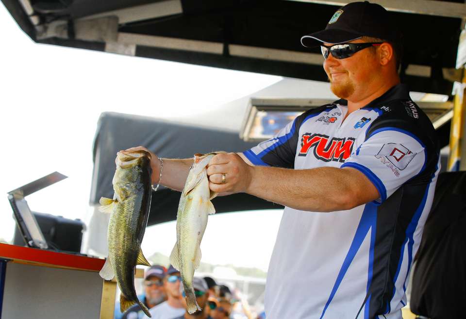 ...weighed in 9 pounds and moved into the lead on the co-angler side. Smith would eventually drop to 2nd place after Blake Naquin weighed in three fish that weighed 11 pounds, 8 ounces. 