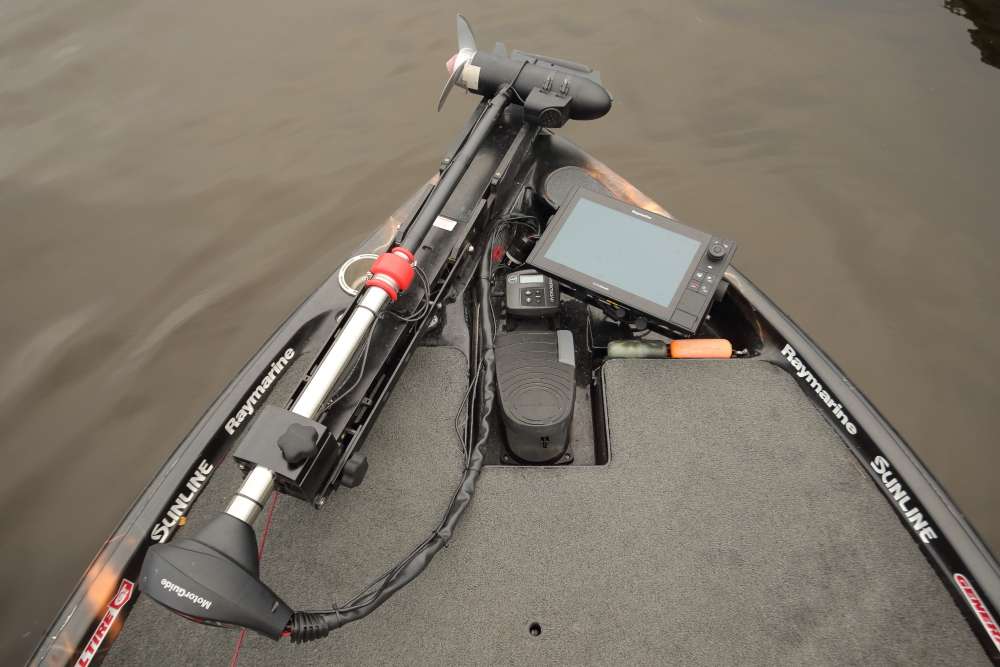 He has his trolling motor tricked out with a G-Force Eliminator prop nut from T-H Marine and the Troll Perfect Advanced Steering Control unit. He says both remove vibration from the motor and help create a quieter ride.