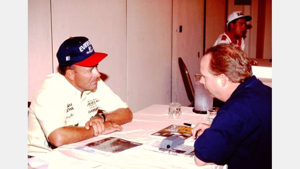 The side logo has appeared on Davy Hiteâs Evinrude hat in 1997, the year he won his first of two AOY titles. Hite said he doesnât really call himself a hat collector, although he has a good number of hats heâs kept over the years. âYou donât want to throw away memories,â he said. âThis is my 23rd year, so I have a lot of memories.â