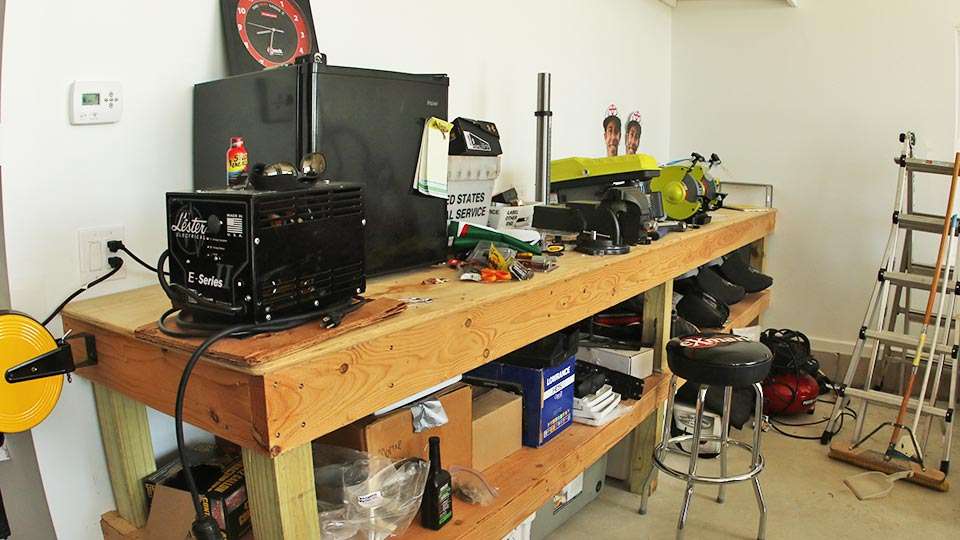 For all his joking around, Ike said his work bench area is rather important. 