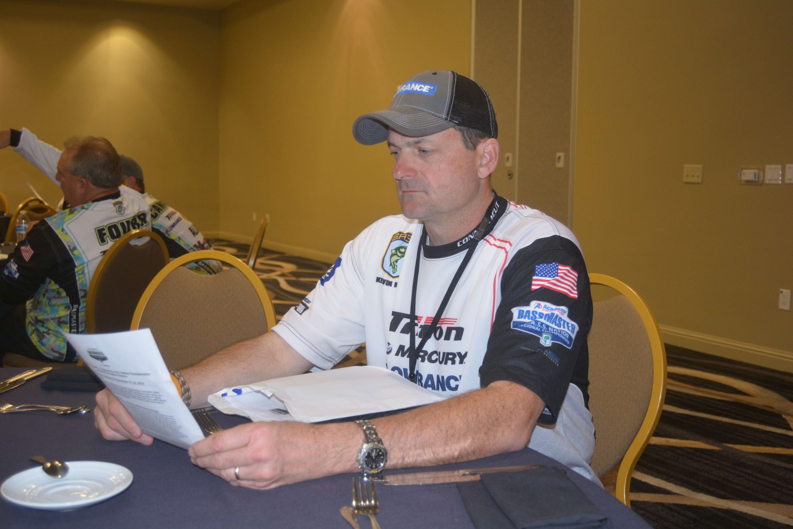 Kevin Noel of Connecticut studies hard before the briefing begins for his first Nation Championship.