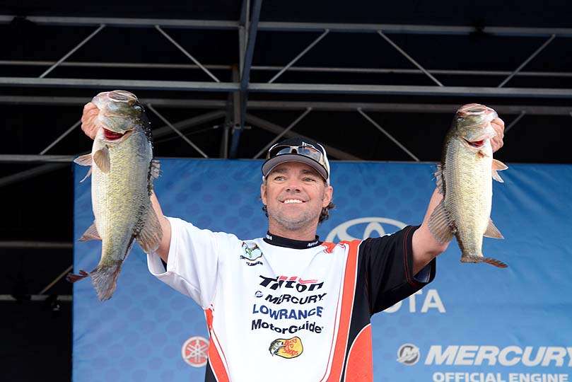 Timothy Klinger with his catch that gets him into the Top 10. 
