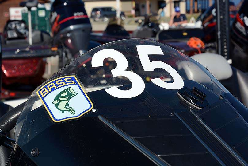 Romero proudly displays his boat number and B.A.S.S. shield on his windshield. 