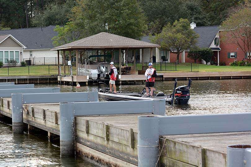 The anglers are fishing docks, a popular strategy this week. 