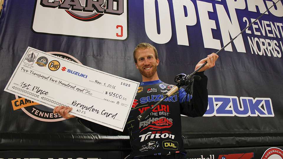 The college winners of Card's event had a $2,500 prize waiting for them after the weigh-in.