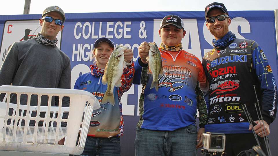 The high school anglers weighed fish first. Kassie Dapp and Bryson Dapp of Campbell County High School finished 9th with 2.28 pounds.