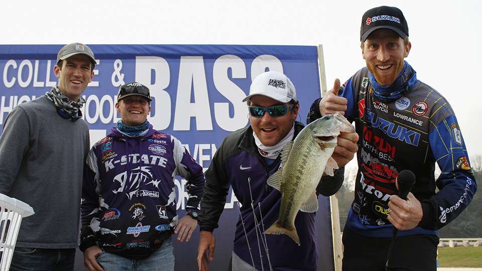 Sheldon Rogge and Adam Fuchs of Kansas State drove 13 hours to fish the event because they are seniors and wanted to fish as many college events as possible. They placed 9th.