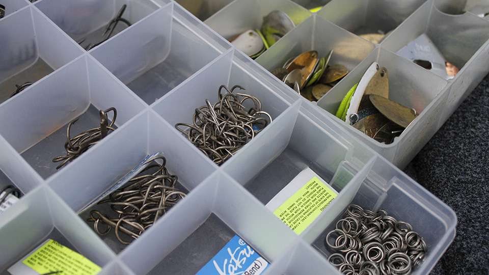 He didn't stop there as he showed his hard-bait accessory box, which was filled with trebled hooks, split rings and various accessories. With the travel schedule that Bassmaster Elite Series pros experience, it is best to be prepared for every situation than to leave something behind that may be needed.