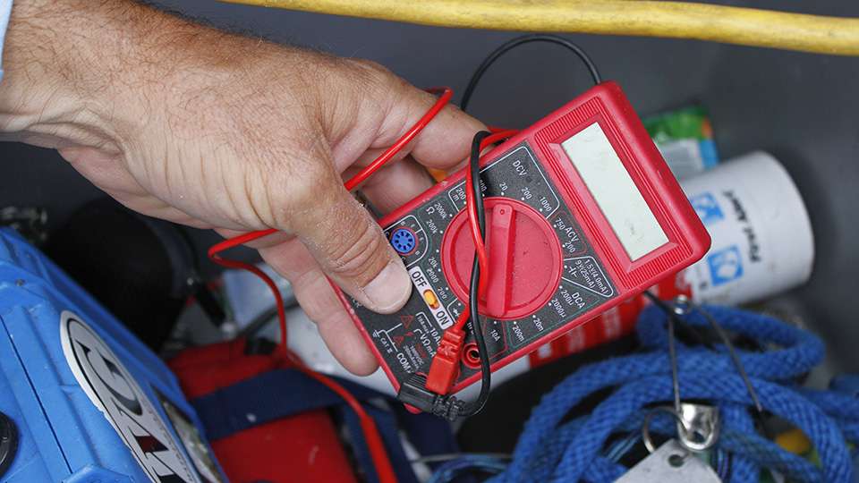 Kennedy has a couple of important tools that he thinks every angler should have. One of them is a multimeter, which measures voltage so he can check the source of any possible electrical problem.