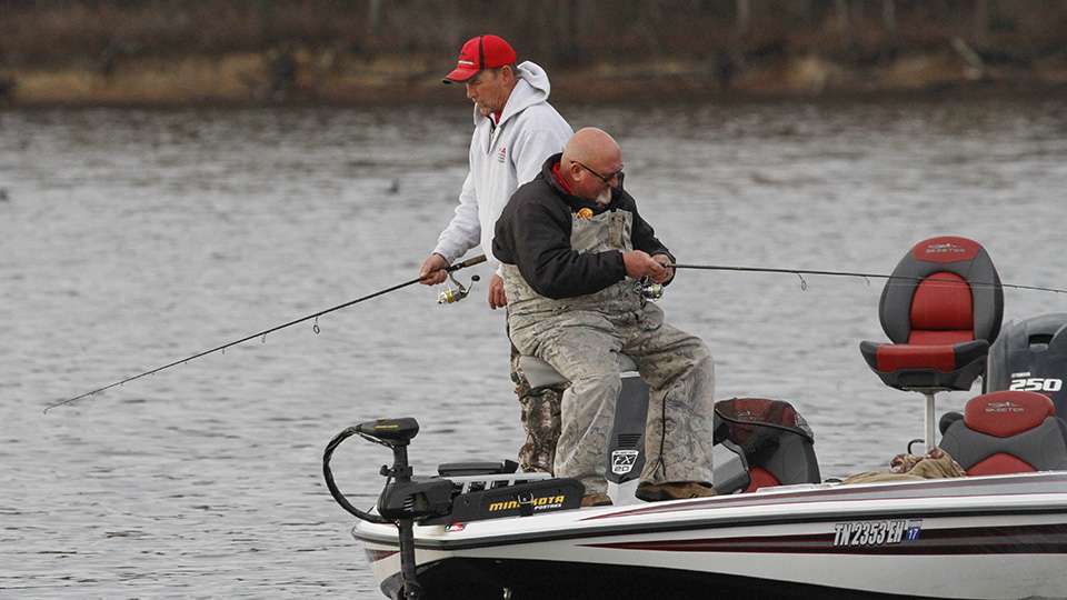 After they left I found the team of Michael Milton and Paul Sharp of Tennessee as they were vertically fishing using their electronics.