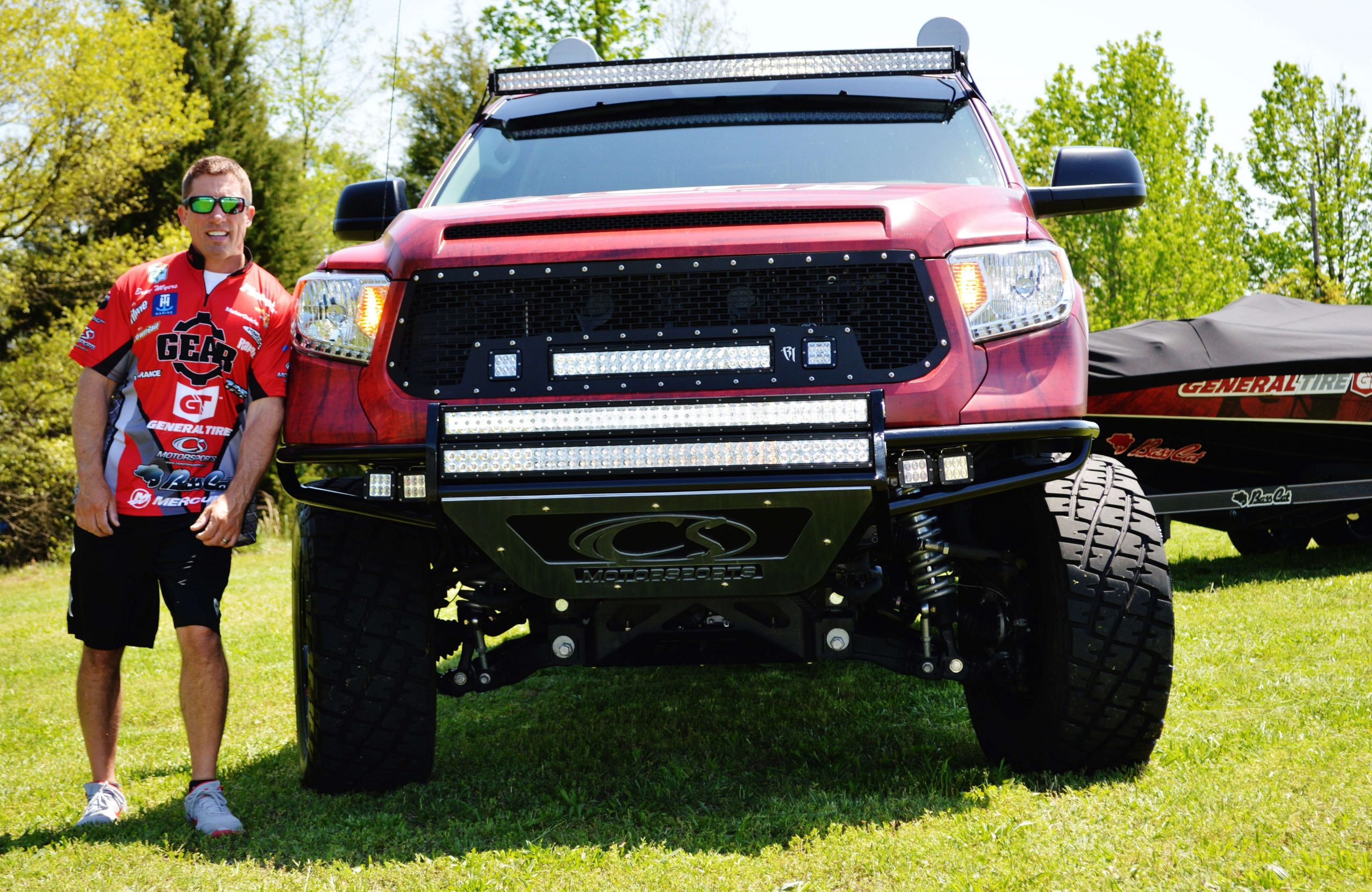 Many Elite pros turn to friend and competitor Britt Myers for help on customizing their Tundras. Located near Raleigh, NC, his CS Motorsports truck-customizing shop has turned out some truly impressive mods. 