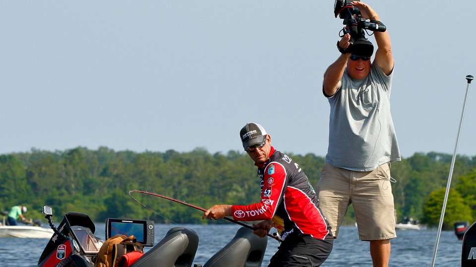 The fight VanDam had with this fish was being recorded by another giant of the sport many people may not have known, cameraman Rick Mason. 