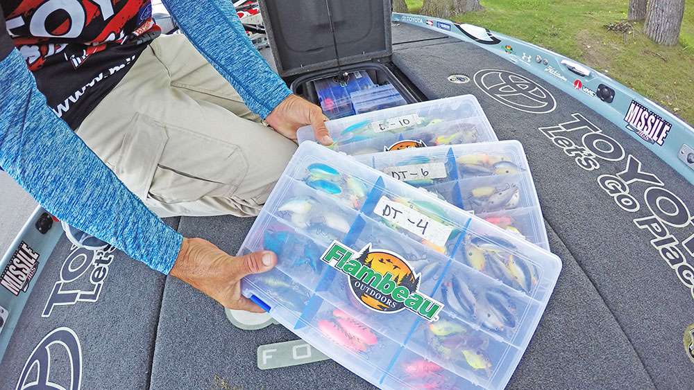 Inside the first storage compartment you'll find an assortment of Rapala crankbaits.