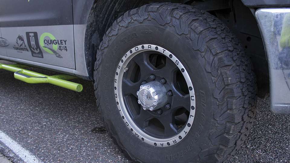 His normal van was transformed into a tough 4x4 and this included his tires and rims.