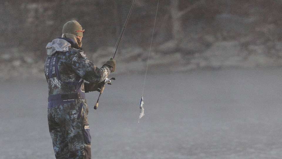He started the morning by catching a white bass on his jigging spoon.
