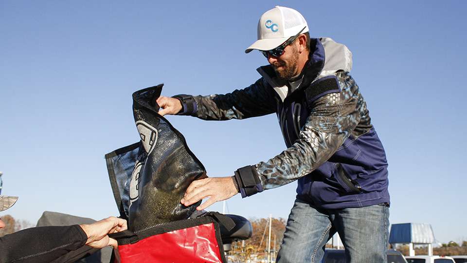 Ty Faber is the first angler to head to the scales. He and his partner John Gardner took the team title on Thursday.
