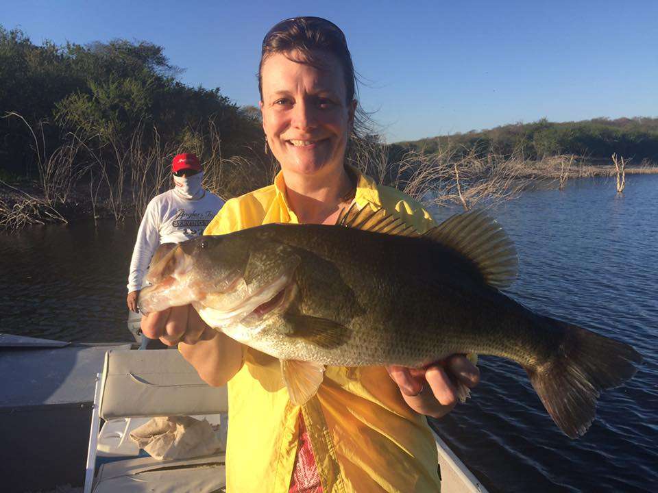 Englebert had not previously caught a bass over three pounds, but she landed one over 6 in her first fishing session at Anglers Inn.