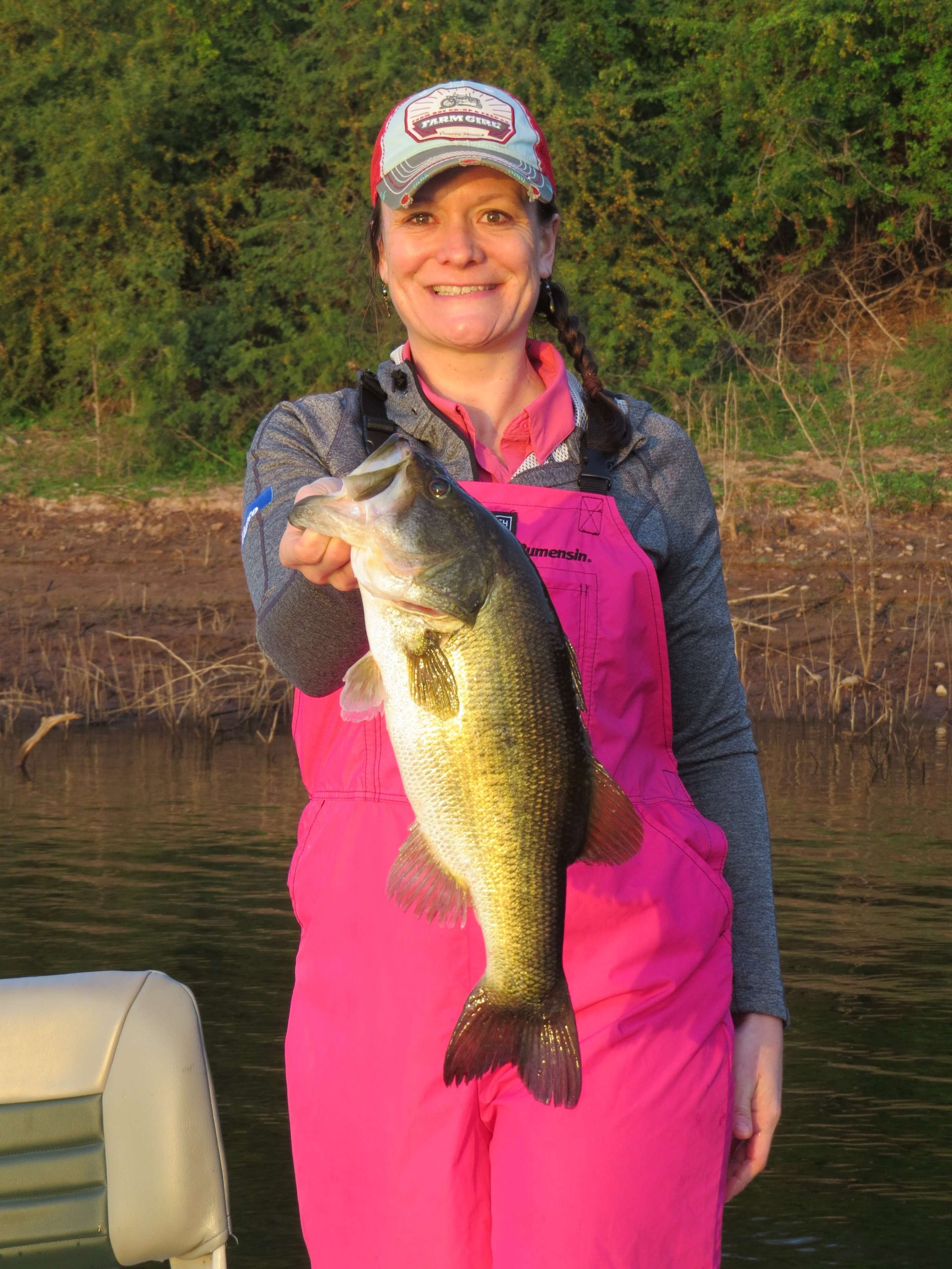 Sarah caught this one on a topwater bait, her new favorite technique.