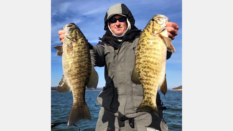 Before the off-limits, Dustin Connell visited the fishery and shows here the quality of smallmouth the lake holds. The lake also has populations of largemouth and spotted bass.