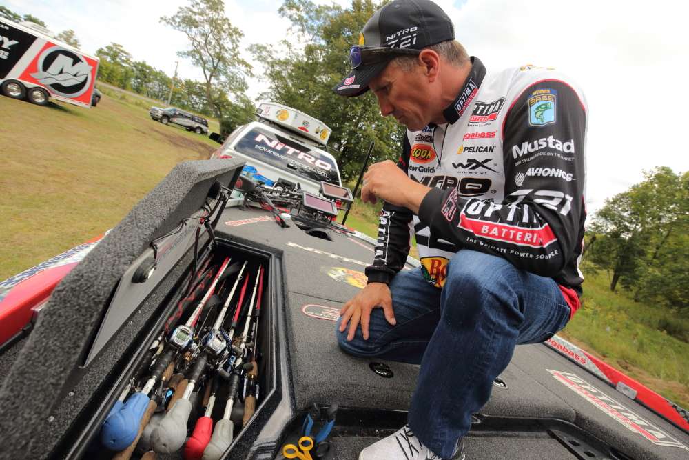 There are normally between 20 and 30 rods in the left rod locker during tournament season. 