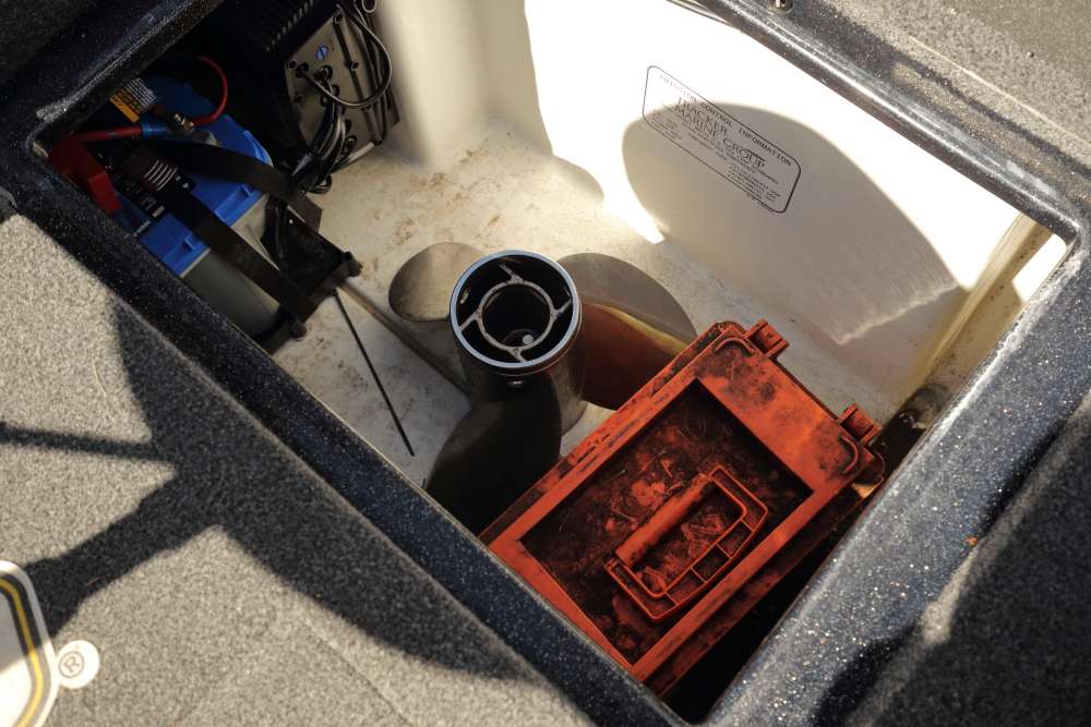 In this deep bin, Evers stores a spare prop and the always necessary toolbox