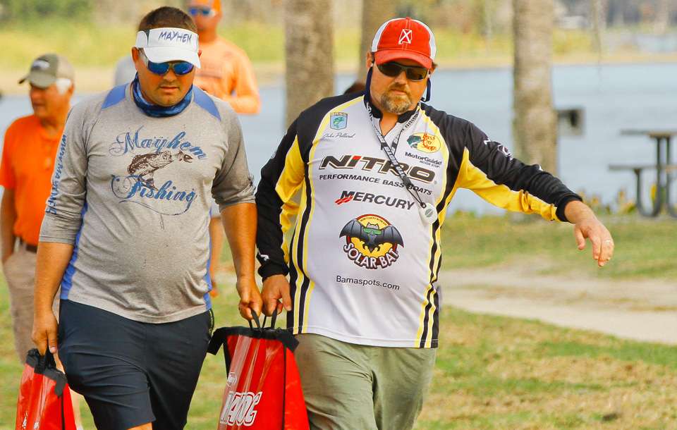 Two hands needed to carry a weigh in bag is usually a sign of a good day on the water, or maybe a bad back. 