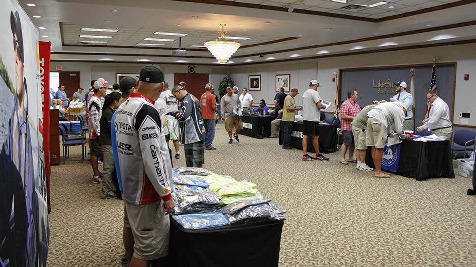 The sponsor booths were set up and anglers walked through as they escaped the Florida heat inside the building. Unlike most places in the country right now, Florida is sunny and 80 degrees.