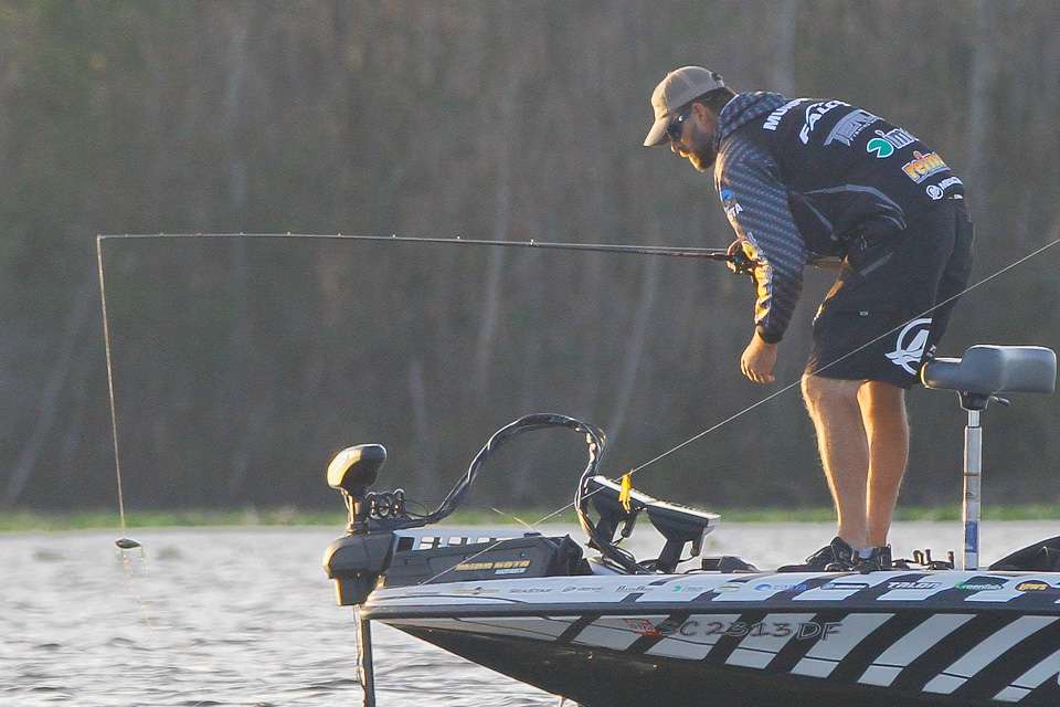 Michael Murphy lines up his first waypoint to begin his Day 2 of fishing on the Harris Chain of Lakes. 