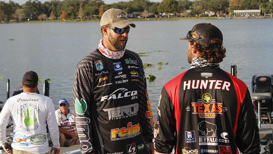 Michael Murphy and John Hunter chat about their days on the water. They shared a spot early in the day and today Murphy caught two big ones from the area.