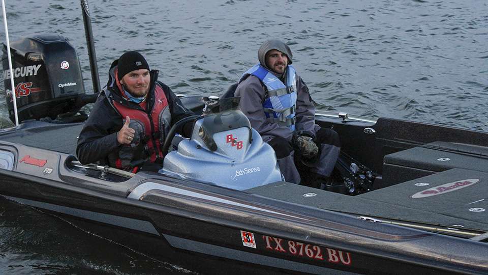 Half of the 2015 National Championship team rolls through. Josh Bensema (left) is fishing with Bradley Fleming.