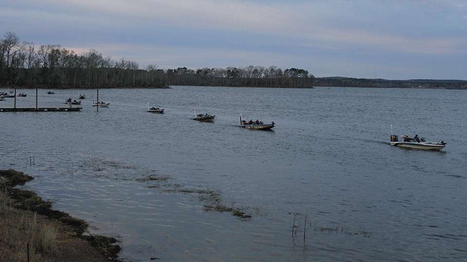 The last few boats head though boat check as they venture out on Sam Rayburn, hoping to bring back a great five-fish limit.