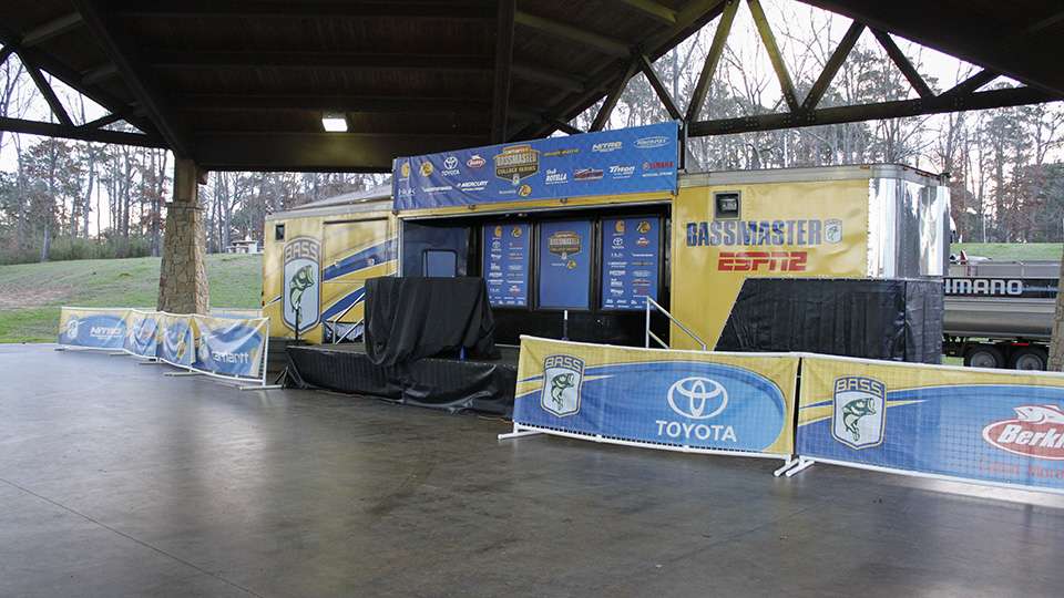 The Bassmaster stage is setup and ready to go for weigh-in this afternoon. If you are in the Sam Rayburn area come check out weigh-in at 3:15 p.m. at Cassell Boykin Park.