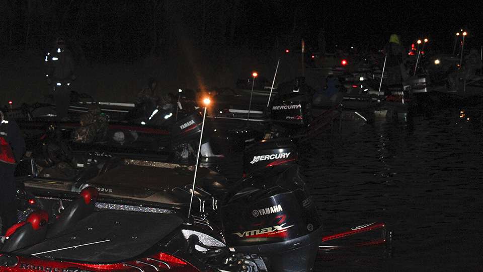 Most anglers lined the shoreline as they waited for takeoff to start at 7 a.m.