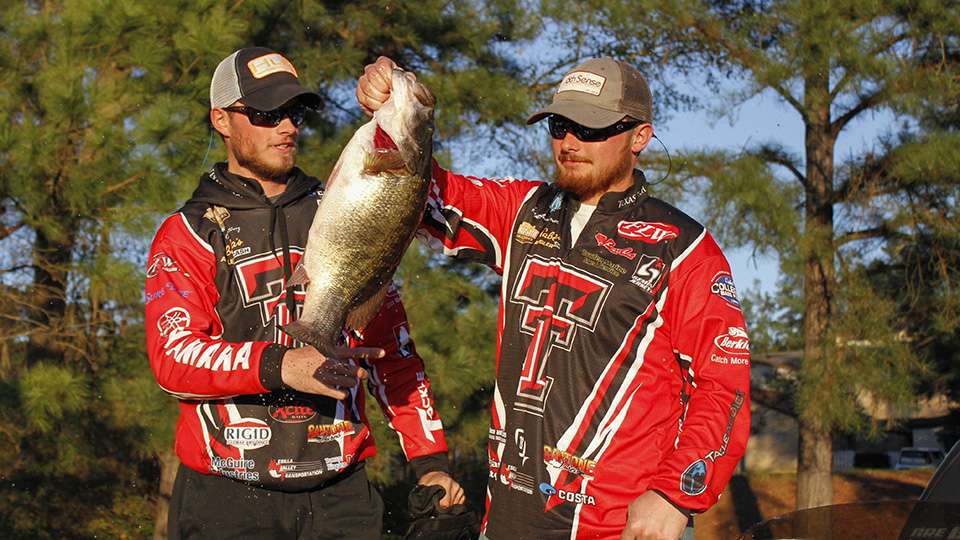 Texas Tech's Matthew Bowden and Barton Courtney pull out their big one.